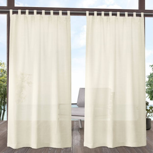 Curtain - Set of 2 (96"x54") Miami Indoor/Outdoor Tab Top Curtain Panels Ivory - Exclusive Home: Weather-Resistant, Light Filtering