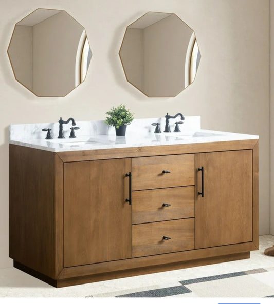 Bathroom Vanity - Vanity Art 72" Double Bathroom Vanity with Sink, Freestanding Bath Storage Cabinet with Engineered Marble Top - WF12.4.25