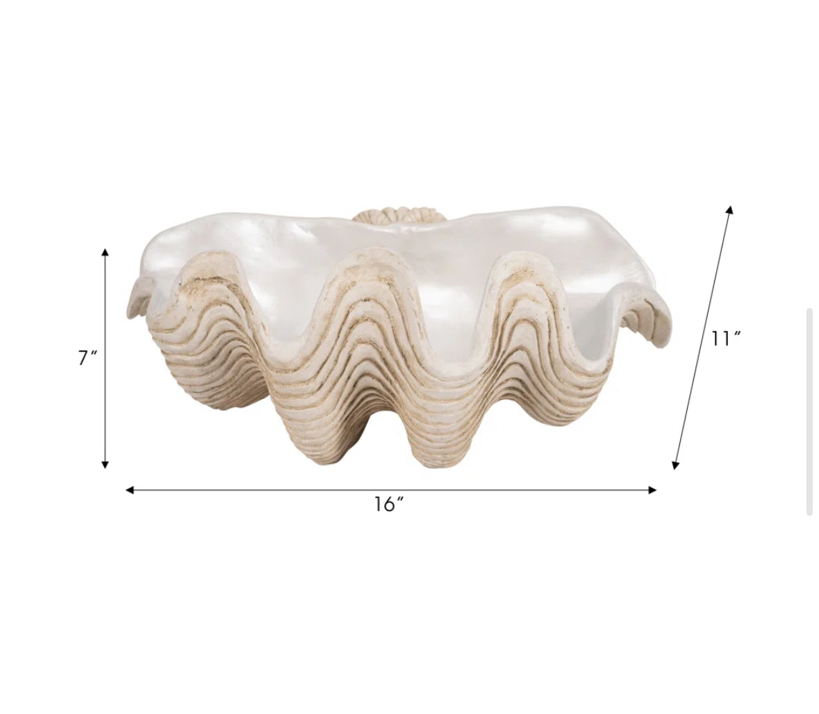 Home Decor - Bequette Resin Polyresin Coastal Decorative Clam Shell Bowl - WF12.4.25