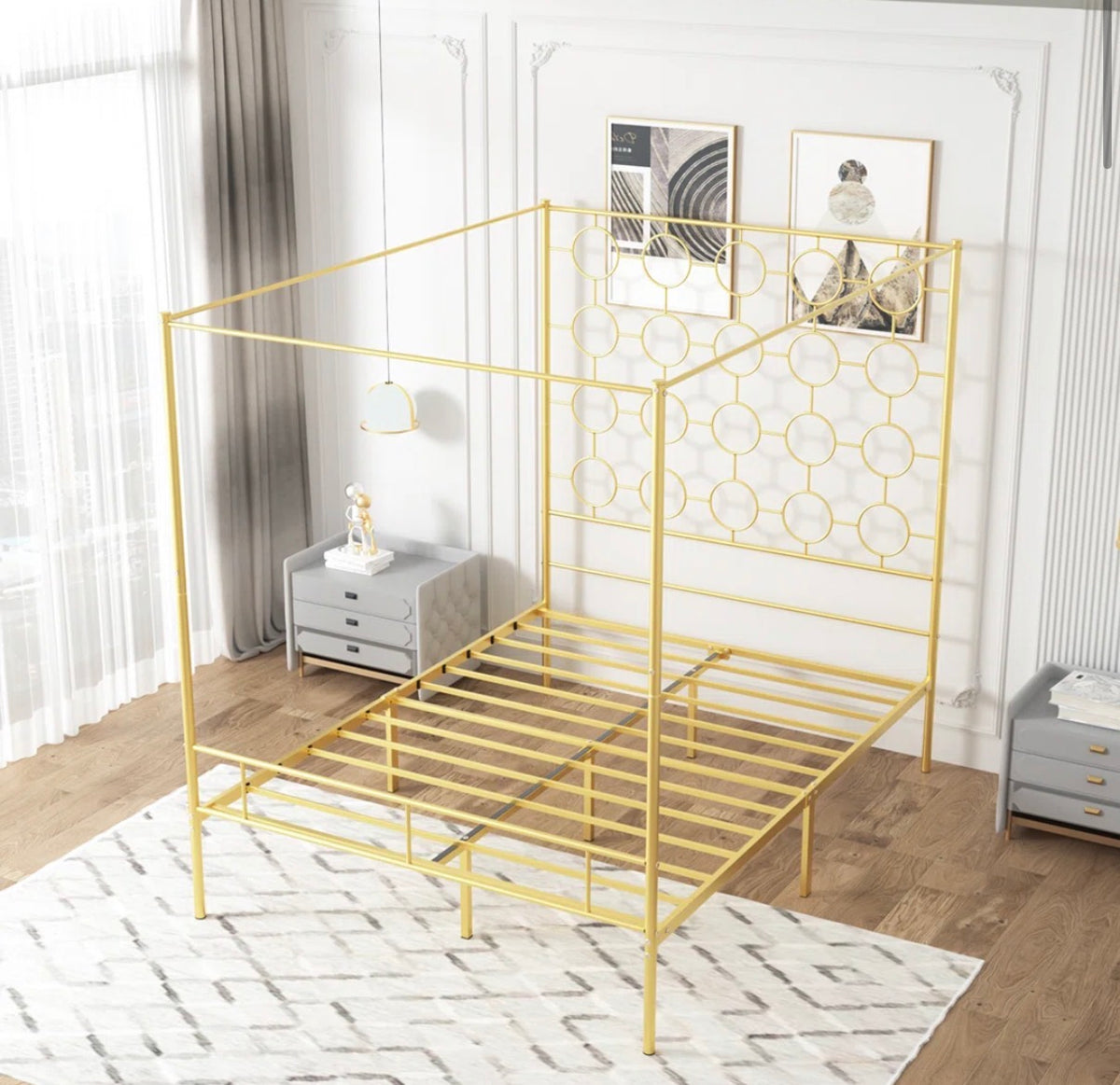 Bed - Queen Size Deedgra Metal Canopy Bed
