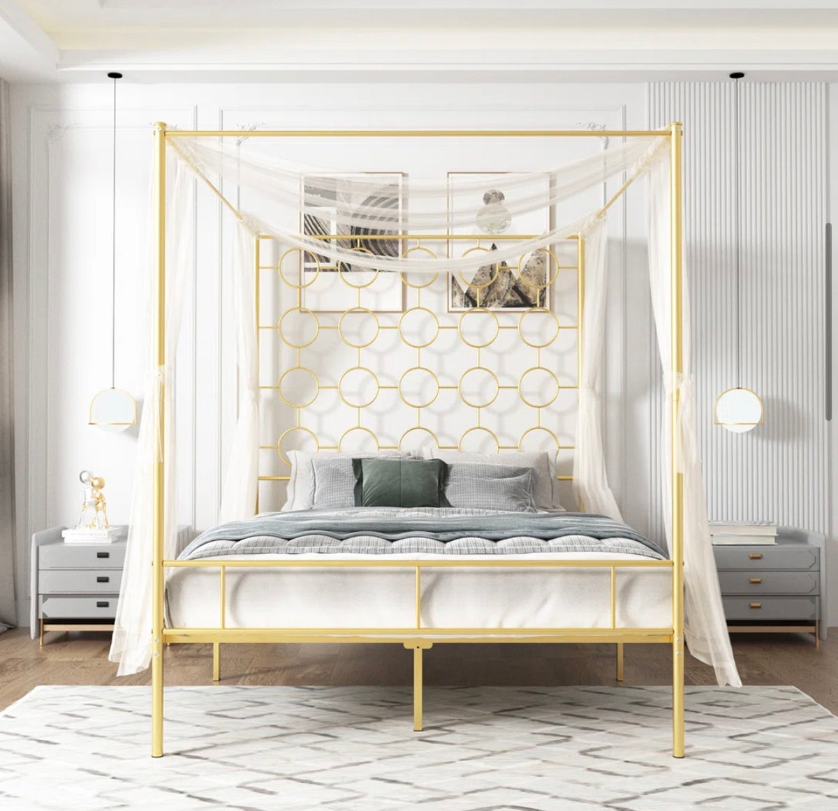 Bed - Queen Size Deedgra Metal Canopy Bed