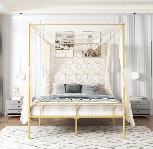 Bed - Queen Size Deedgra Metal Canopy Bed