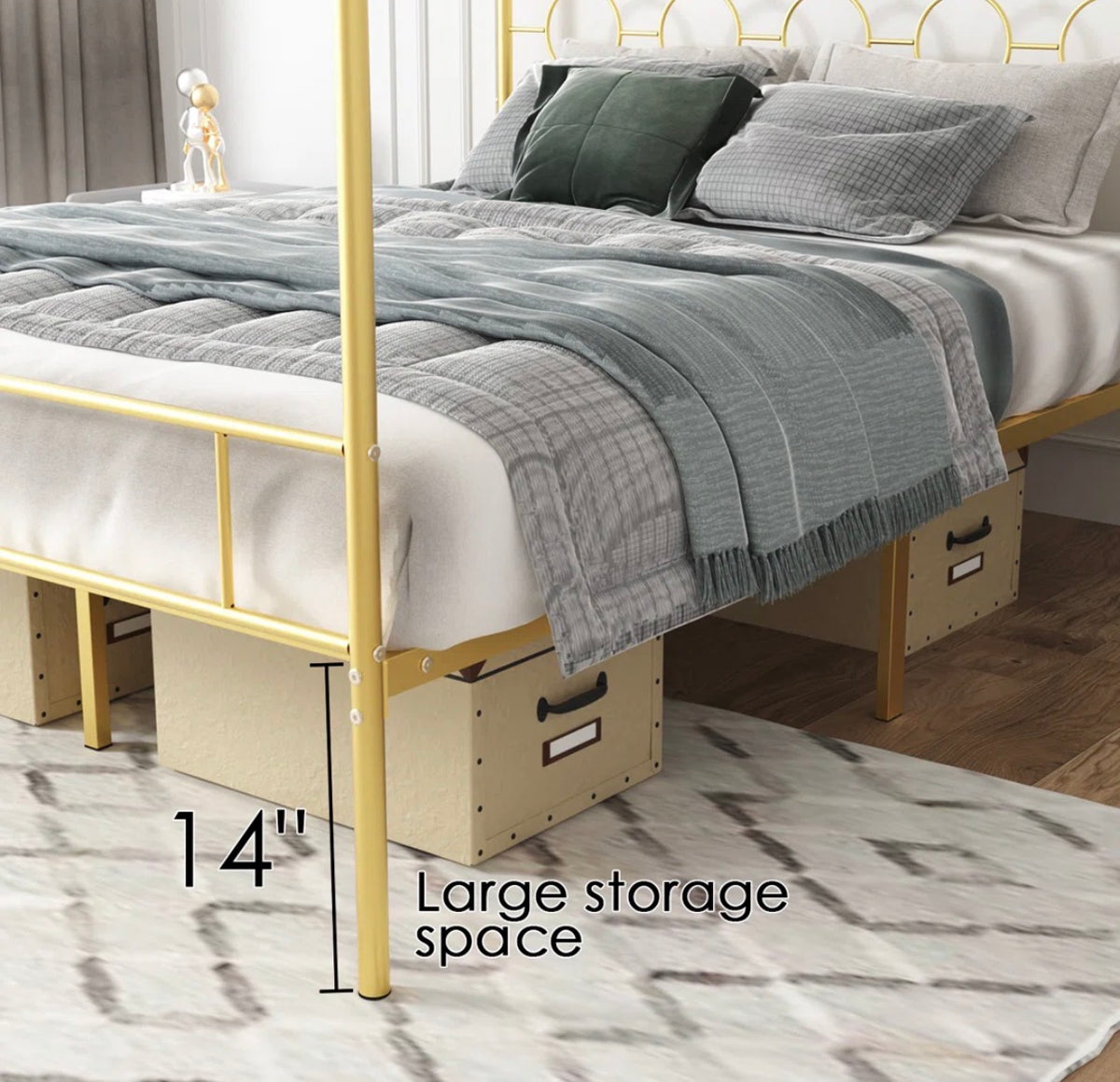 Bed - Queen Size Deedgra Metal Canopy Bed