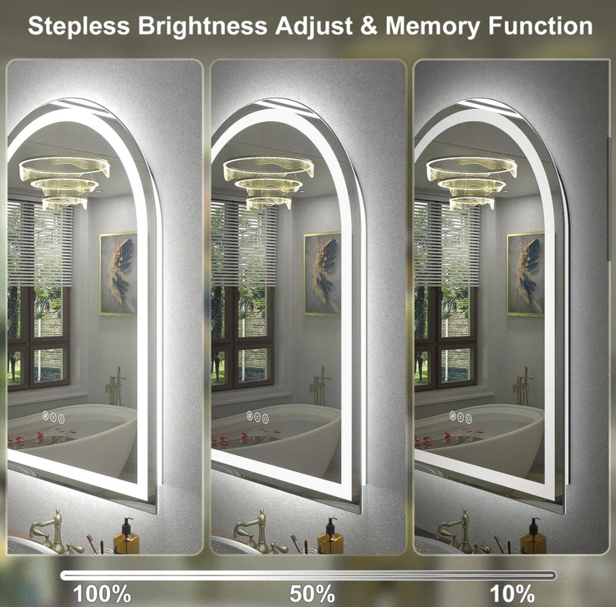 Mirror - 30” x 40” Aevar UL Certified LED Anti-Fog Tempered Glass Bathroom/Vanity Mirror with 3-Year Warranty