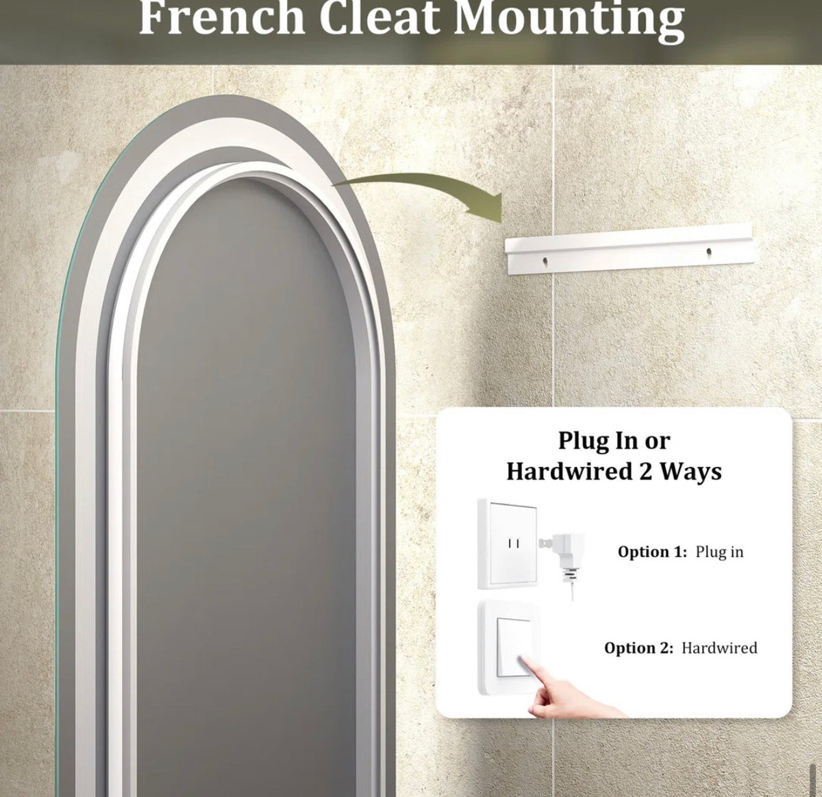 Mirror - 30” x 40” Aevar UL Certified LED Anti-Fog Tempered Glass Bathroom/Vanity Mirror with 3-Year Warranty