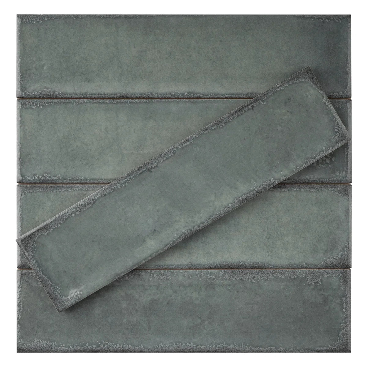 Tile - Iris 3" x 12" (1box) Ceramic Subway Wall Tile Aquamarine Green