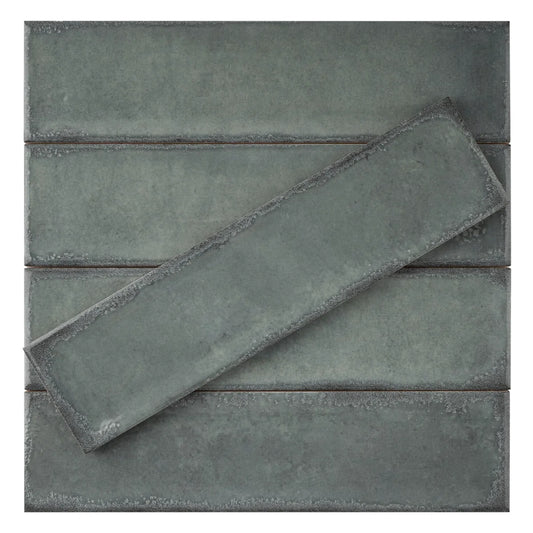 Tile - Iris 3" x 12" (1box) Ceramic Subway Wall Tile Aquamarine Green