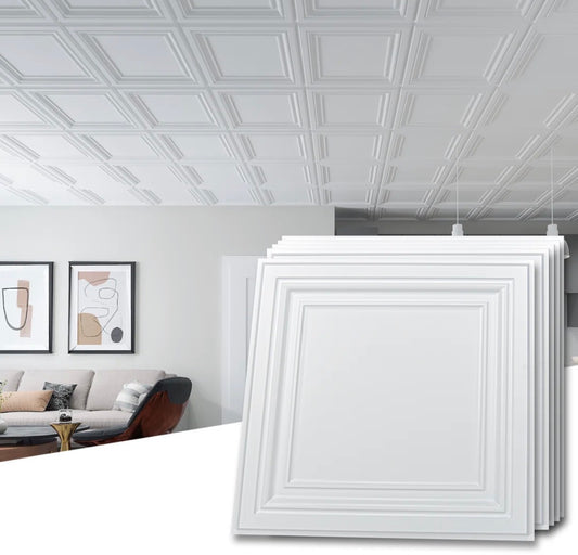 Ceiling Tile - 2 Ft. X 2 Ft. (1 box) Glue-Up or Drop-in PVC Ceiling Tile