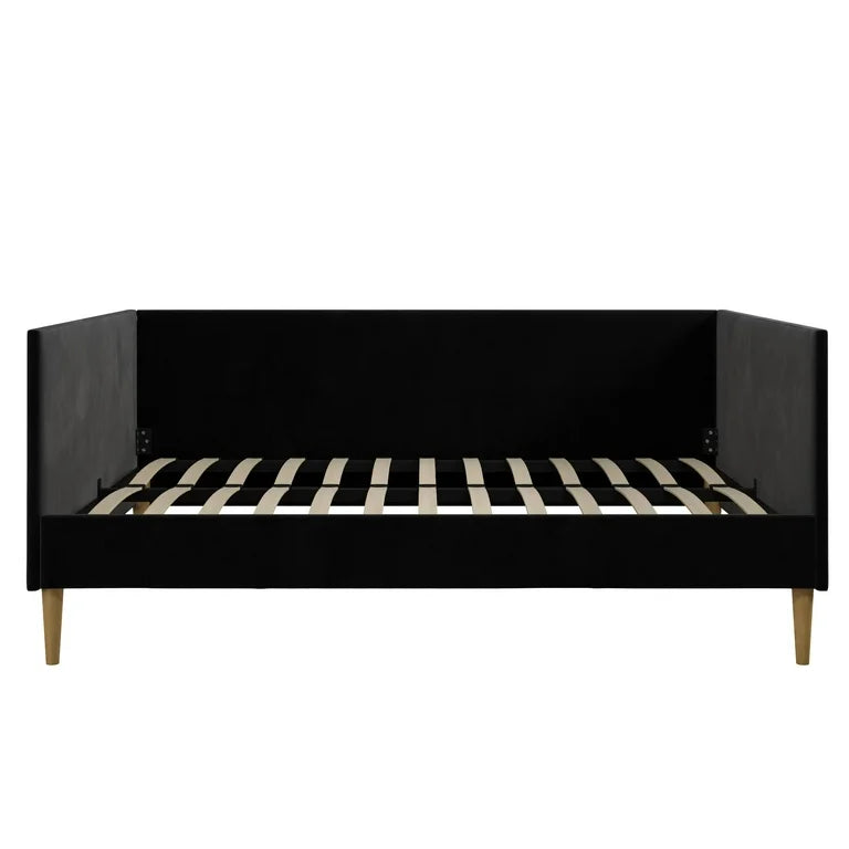 Bed - Full Size Franklin Mid-Century Upholstered Daybed Frame, Black Velvet - WF12.4.25