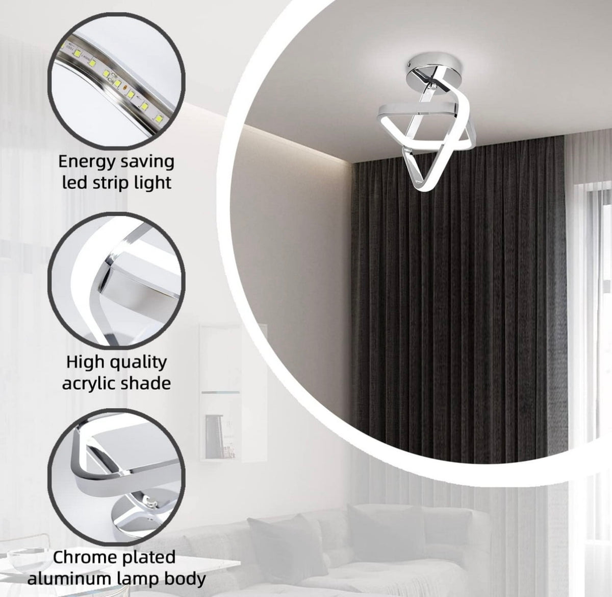 Flush Mount - Adisun Modern Lamp Square Corridor Ceiling Light