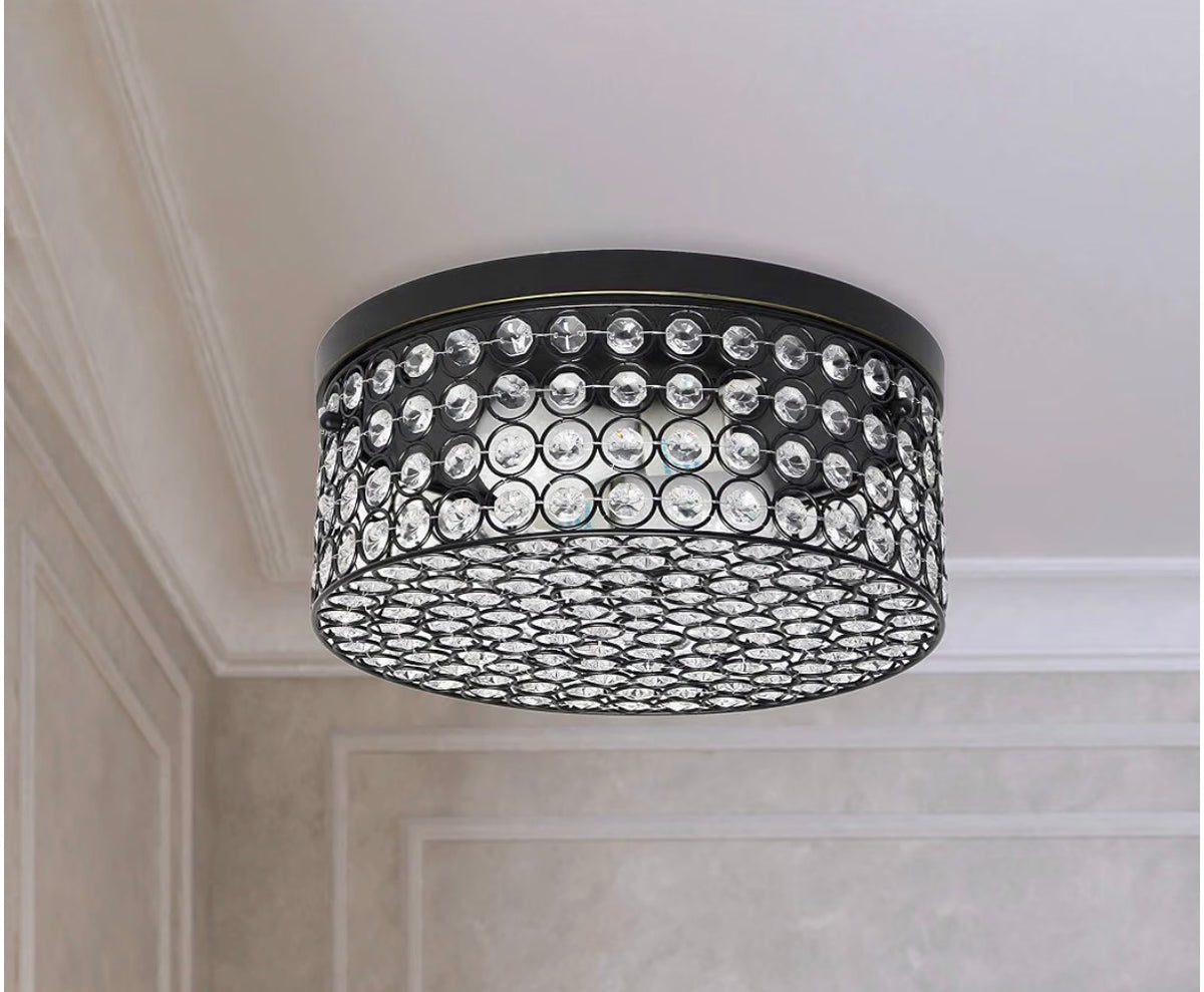 Flush Mount - Elegant Designs Elipse Crystal 2 Light Round Ceiling