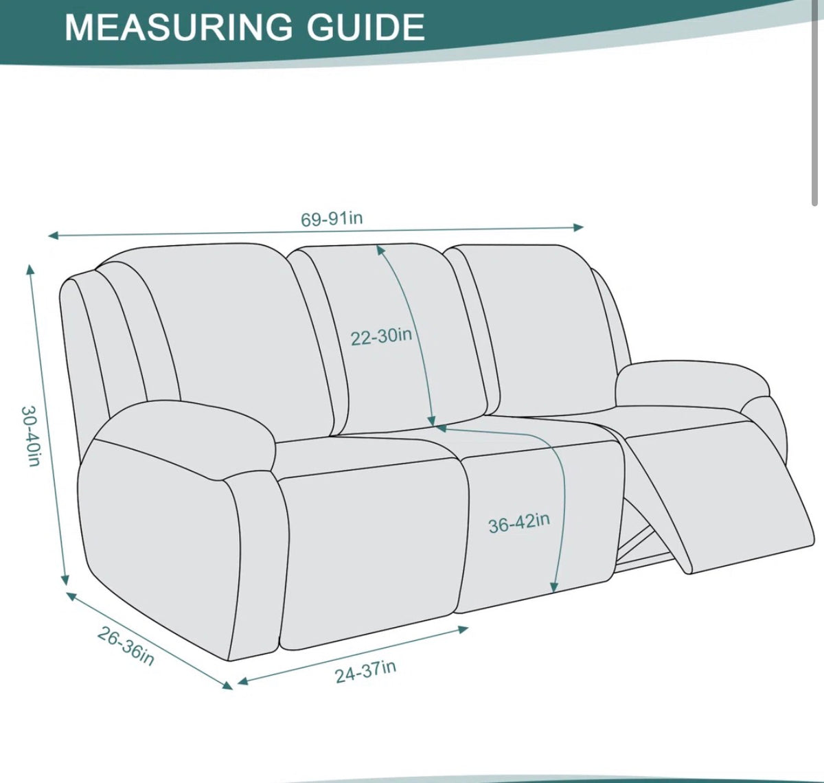 Couch Cover - Harriet Stretch 3 Pieces Recliner Sofa Covers Box Cushion Sofa Slipcover with Pockets