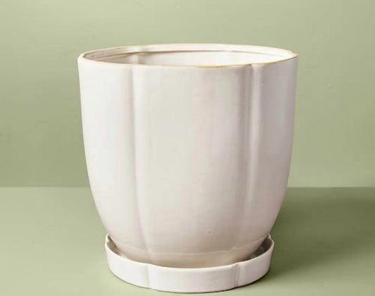 Planter - 11.25” Ceramic Pot with Saucer - TG10.31.25