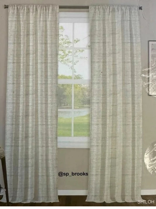 Curtain Set of 2 Panels - 38” W x 108” L Room Darkening Cream Twead (2 Sets of 2 available) - DN