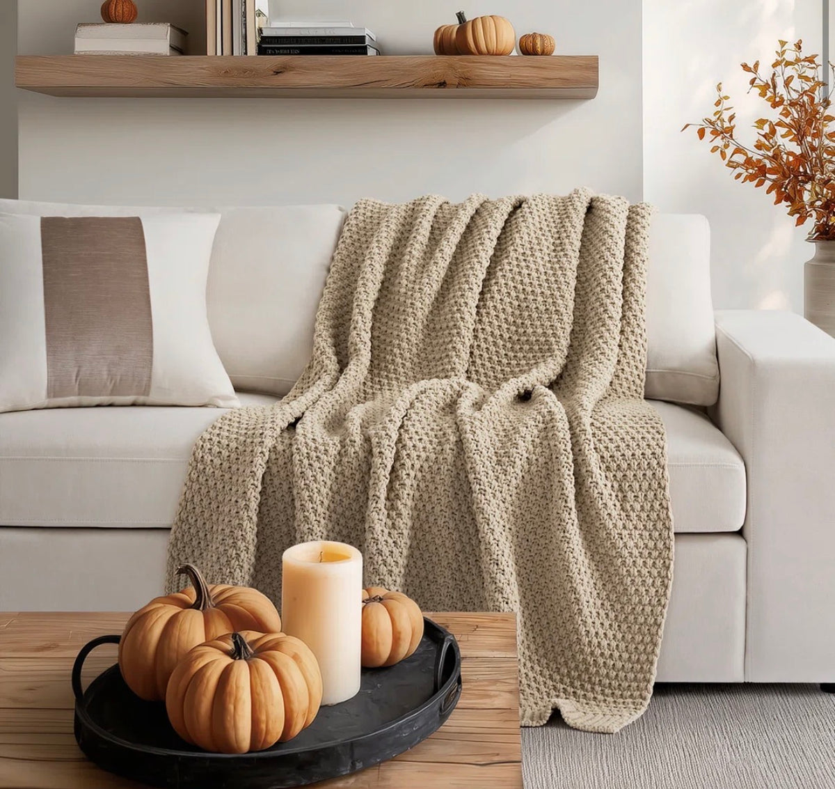 Blanket - 80" x 60" Chunky Chenille Knit Throw Blanket