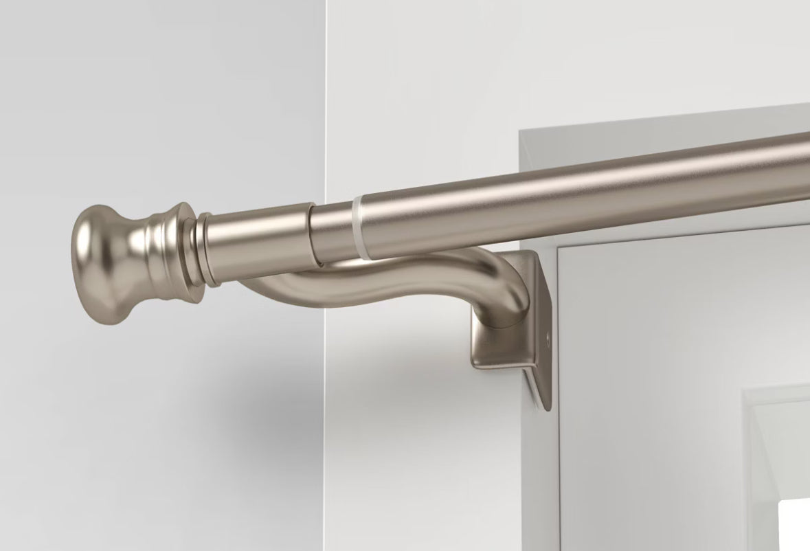 Curtain Rod - 28" - 48” Twist and Shout Easy Install Curtain Rod Silver- TG11.3.25