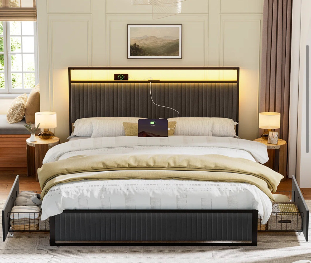Bed - Queen Size Antioch Upholstered Storage Bed - WF12.4.25