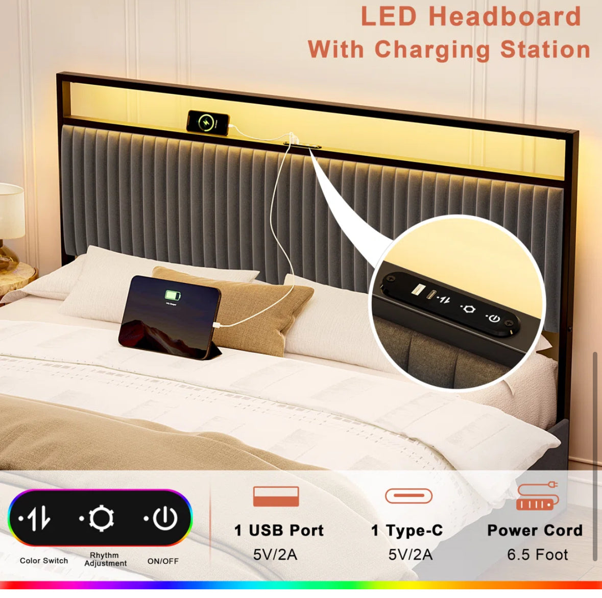 Bed - Queen Size Antioch Upholstered Storage Bed - WF12.4.25