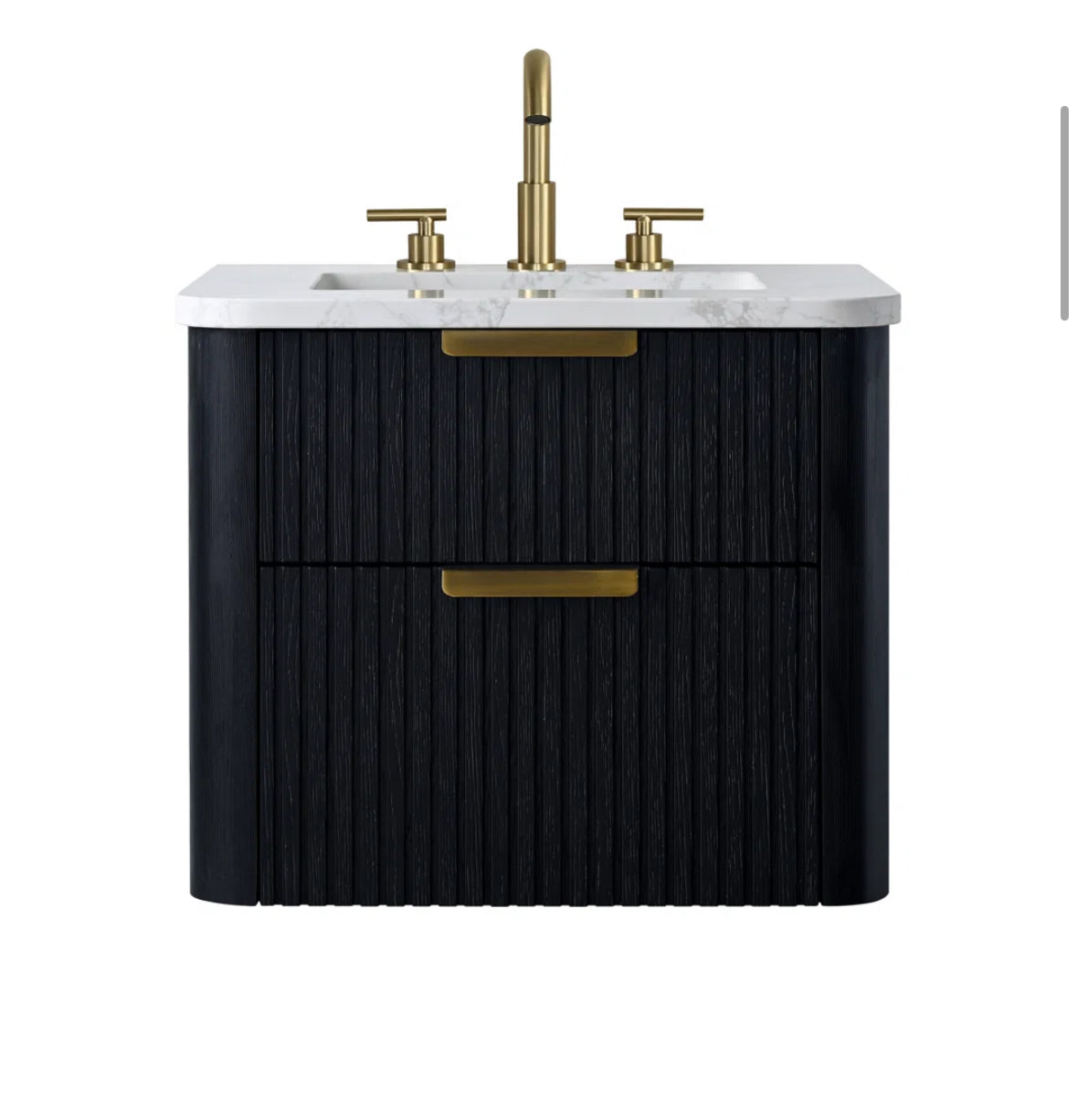 Bathroom Vanity - Liljan 24'' Black Oak Wall-Mounted Single Bathroom Vanity with Engineered Stone Top - WF12.4.25