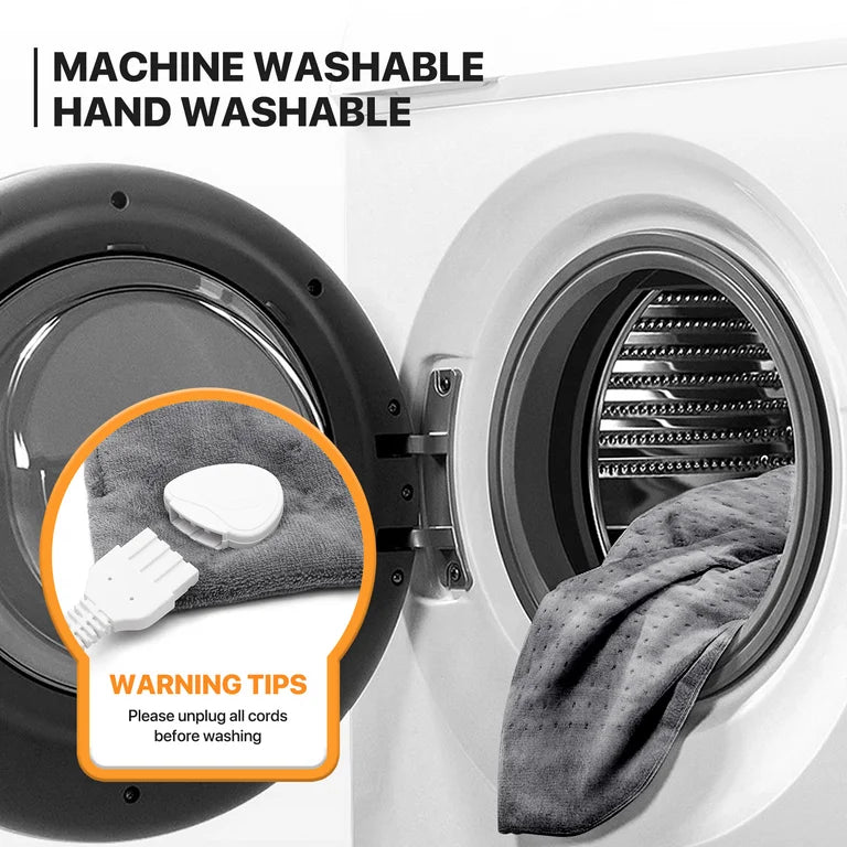 Heating Pad - mollie Electric 12"x24", Coral Fleece Heated Shawl Heating Pad with 3 Heating Levels, ETL Certification, Machine Washable, Dark Gray - WF12.4.25