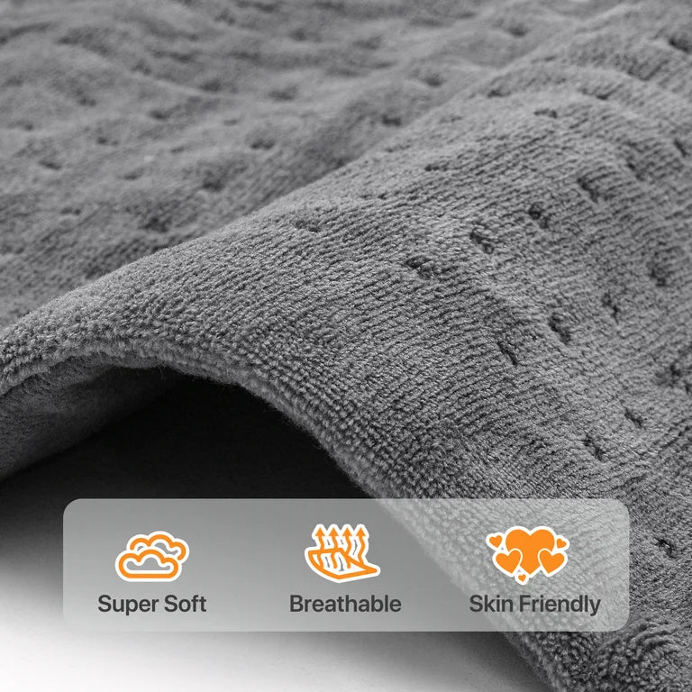 Heating Pad - mollie Electric 12"x24", Coral Fleece Heated Shawl Heating Pad with 3 Heating Levels, ETL Certification, Machine Washable, Dark Gray - WF12.4.25