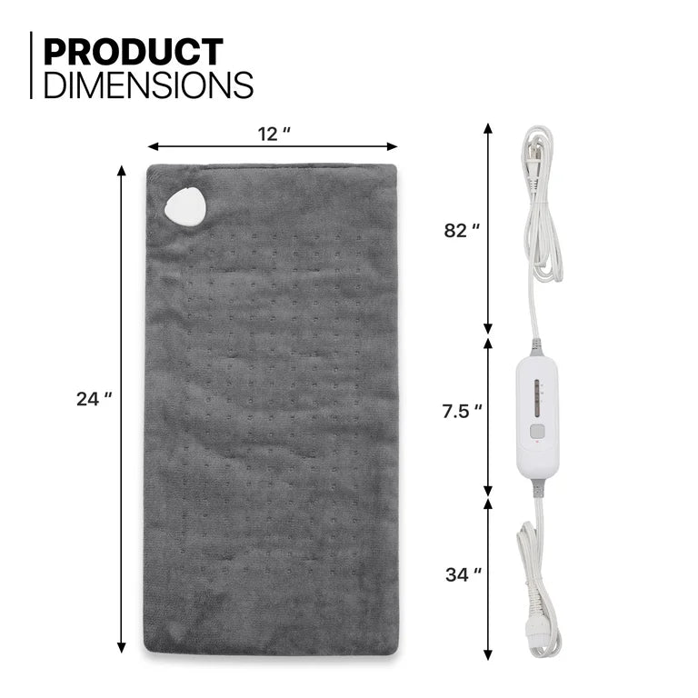 Heating Pad - mollie Electric 12"x24", Coral Fleece Heated Shawl Heating Pad with 3 Heating Levels, ETL Certification, Machine Washable, Dark Gray - WF12.4.25