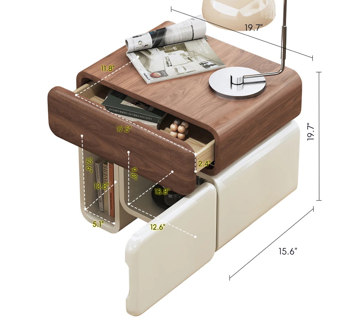 Nightstand - Modern Modular wood with storage - WF1.3.26