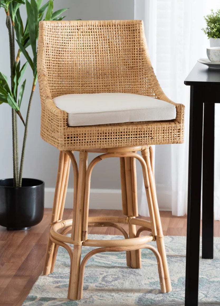 Barstool Single - 30” Bhagipuri 360 Swivel Rattan - WF1.3.26
