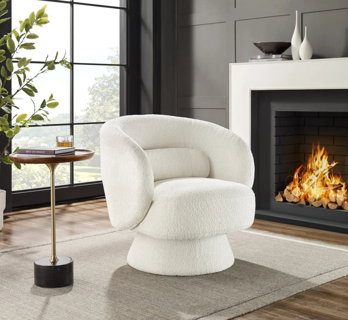 Chair - Accent Barrel Swivel Saboor Minimoor Cream - WF1.3.26