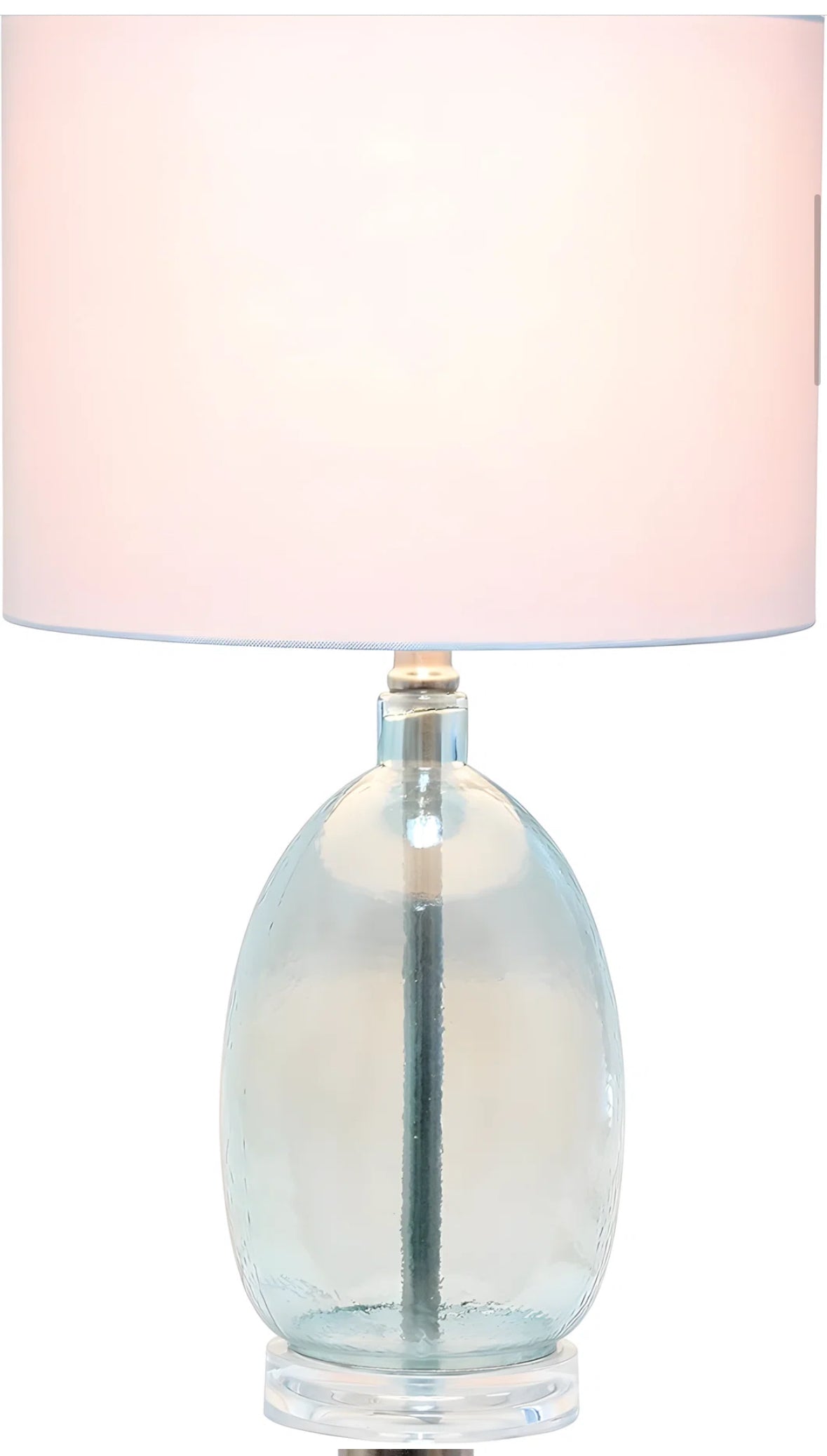 Lamp - Table Lalia Home Oval Glass Table Lamp with White Drum Shade , Clear Blue - WF1.3.26