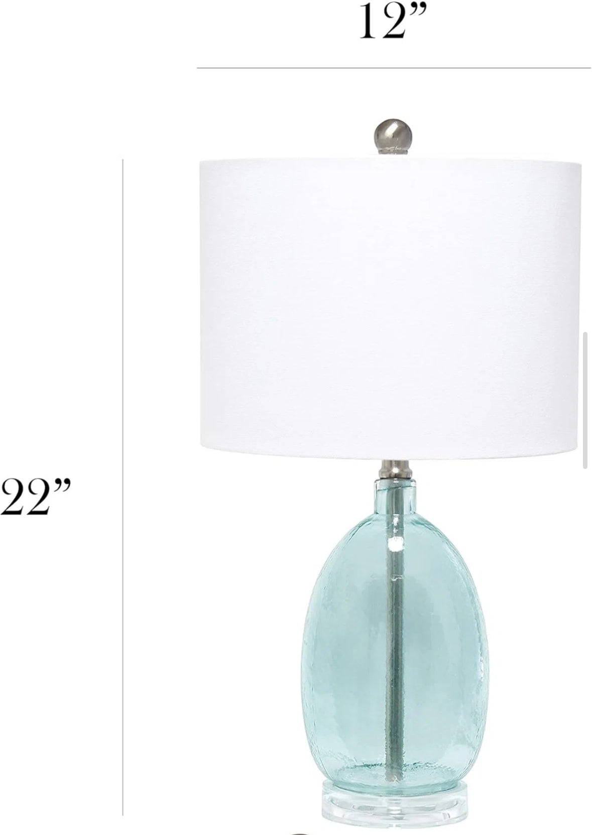 Lamp - Table Lalia Home Oval Glass Table Lamp with White Drum Shade , Clear Blue - WF1.3.26
