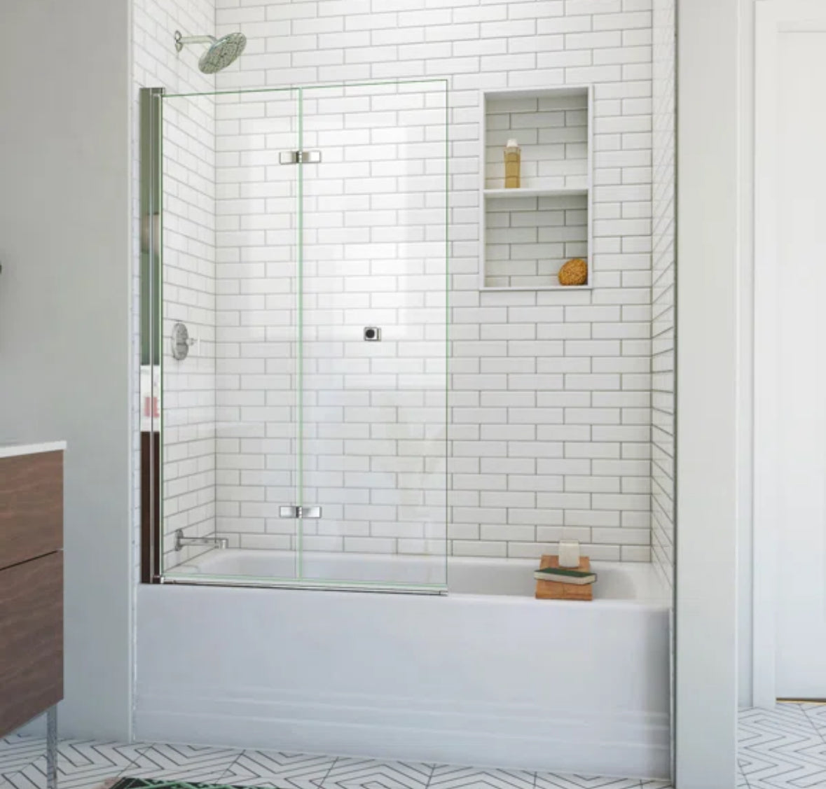 Bath Door - Aqua-Q Fold 36 W X 58 H Frameless Tub Door - WF1.3.26