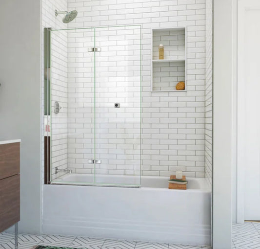 Bath Door - Aqua-Q Fold 36 W X 58 H Frameless Tub Door - WF1.3.26