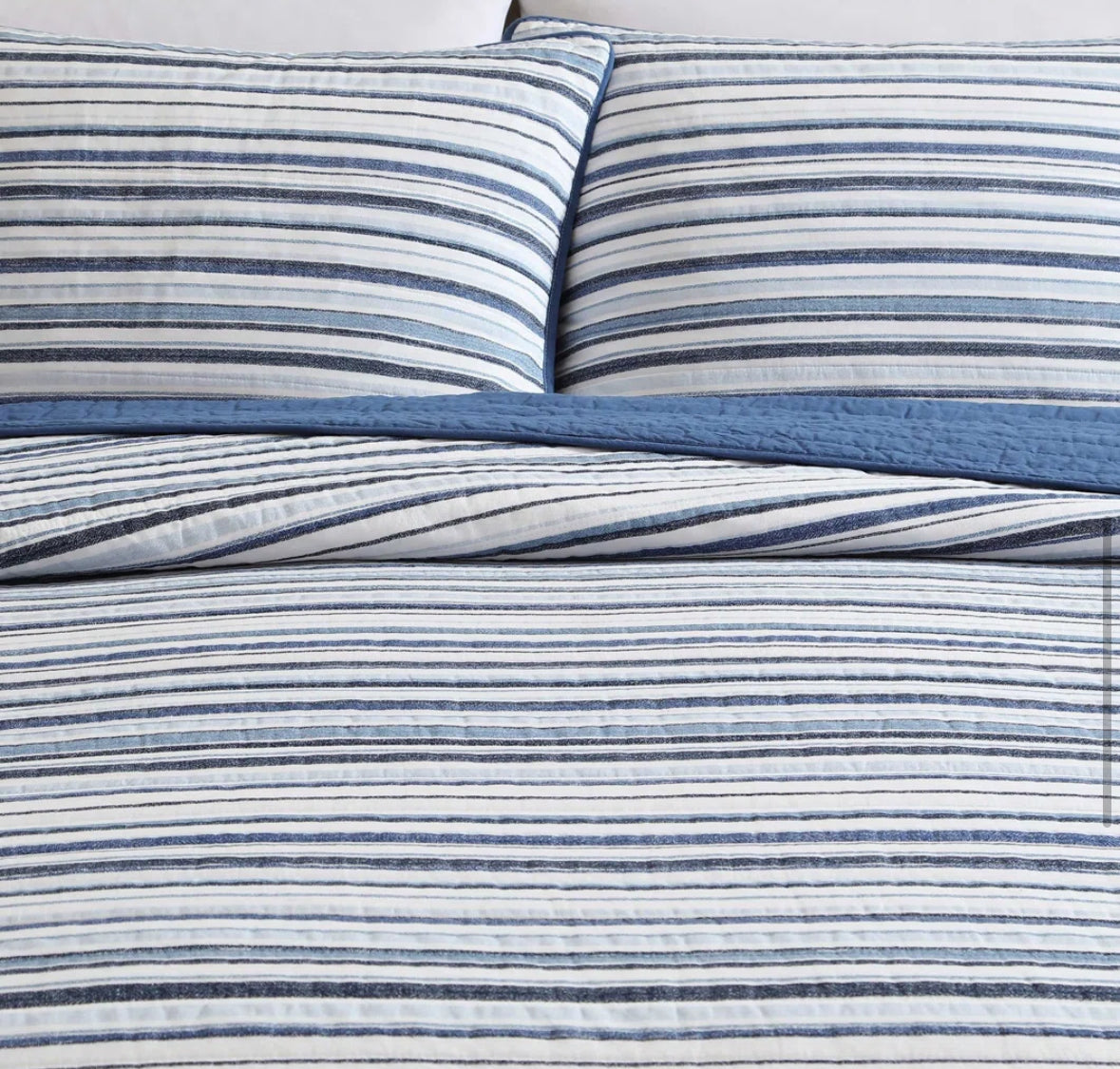 Bedding - King Size Nautica Coleridge Cotton Reversible Blue Quilt Set - WF1.3.26