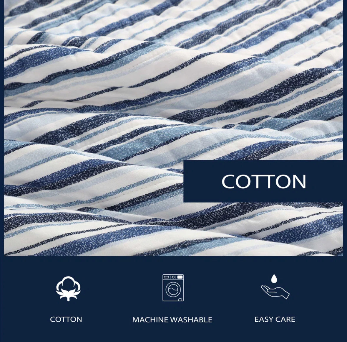 Bedding - King Size Nautica Coleridge Cotton Reversible Blue Quilt Set - WF1.3.26