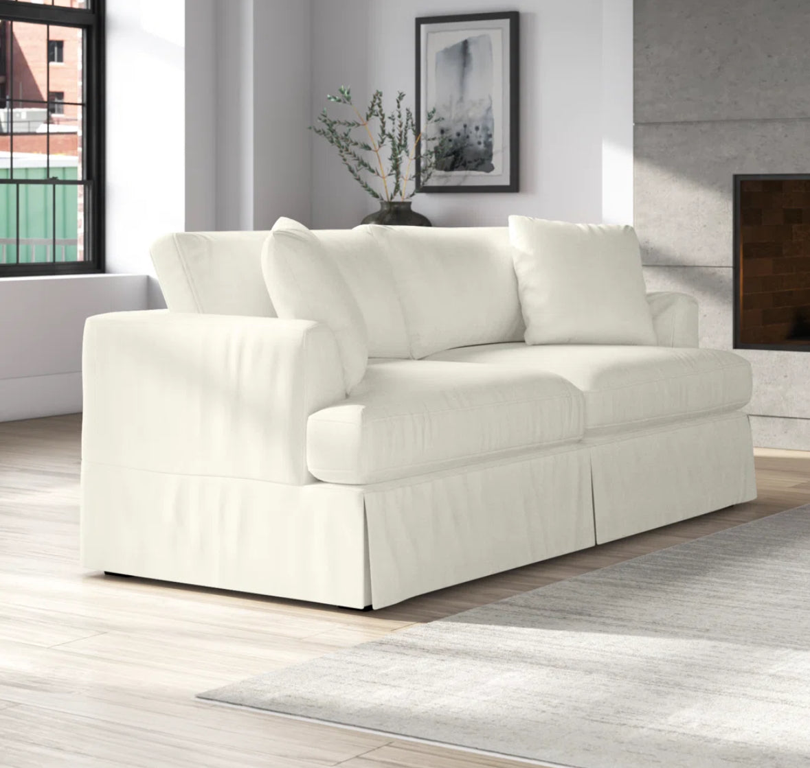 Sofa - Lucia Recessed Arm Slipcovered Sofa with Reversible Cushions - WF1.3.26