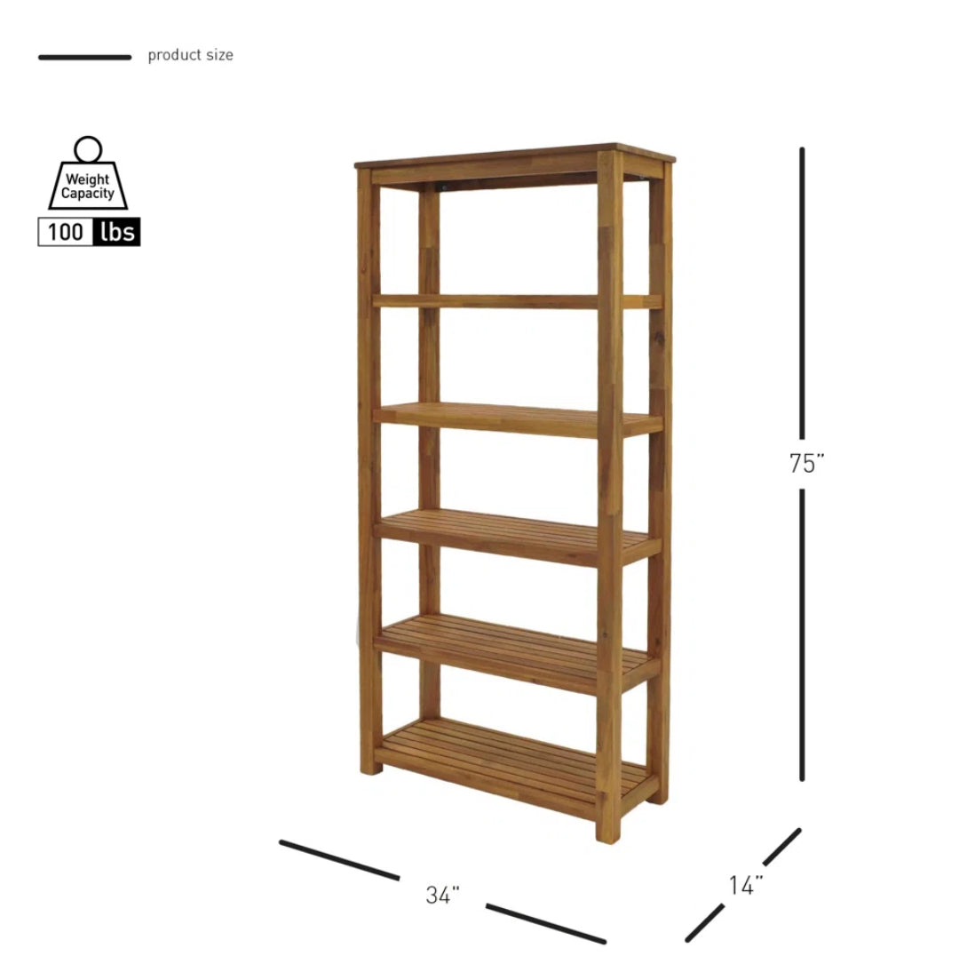 Bookcase - Langman 75" H x 34.5" W Solid Wood Etagere Bookcase - WF1.3.26