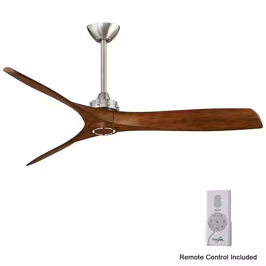 Ceiling Fan - Aviation 60 in. Indoor Brushed Nickel and Distressed Koa Ceiling Fan with Remote Control