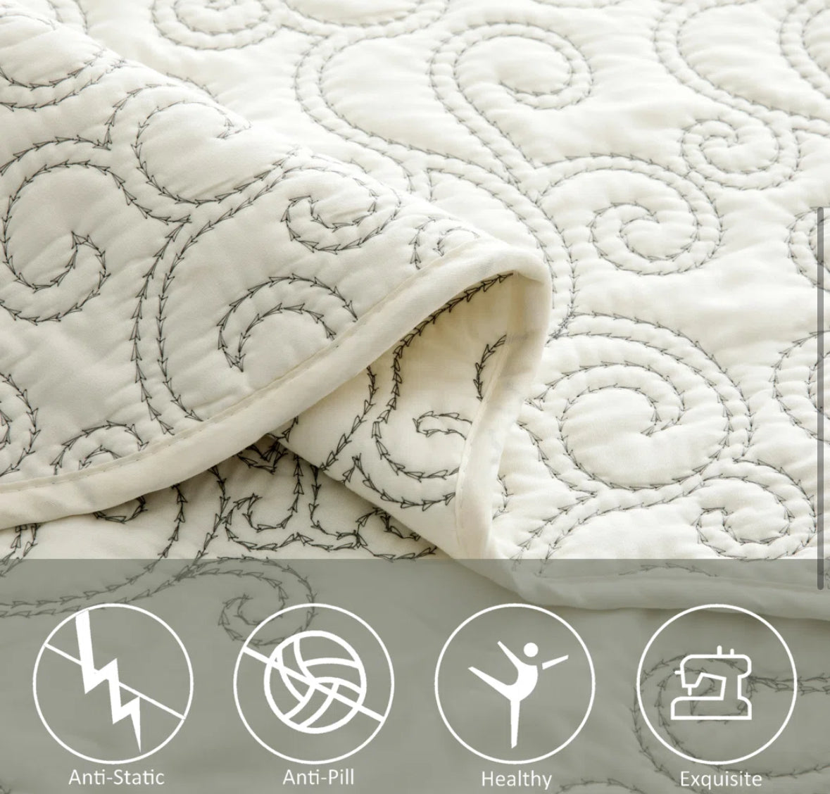 Bedding - King Size 4 Piece Damask Embroidery Bedspread Set - WF1.3.26