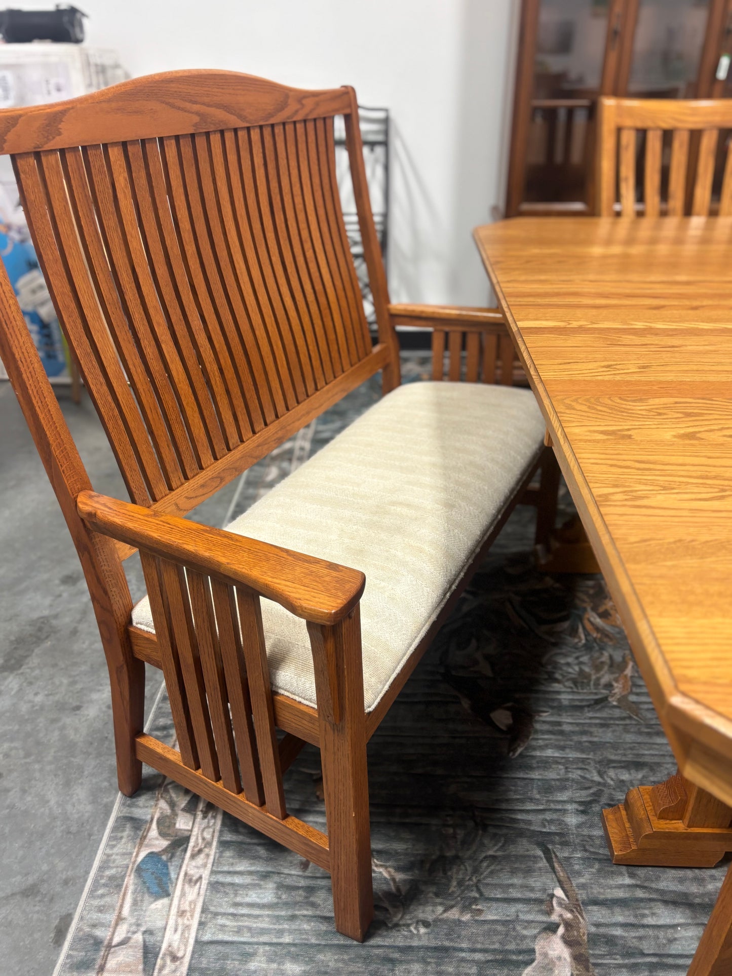 Dining Set - Solid Oak Amish Built 6 Piece set with 4 Leaves - HM