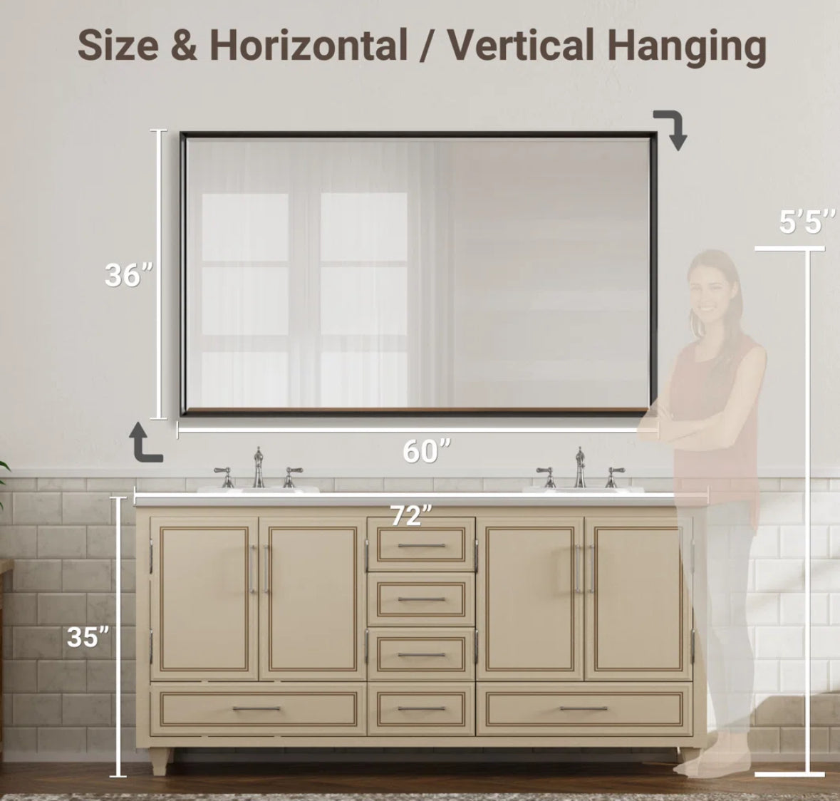 Mirror - Lohoski Decorative Metal Rectangle Wall Mirror Beveled Design - WF11.7.25