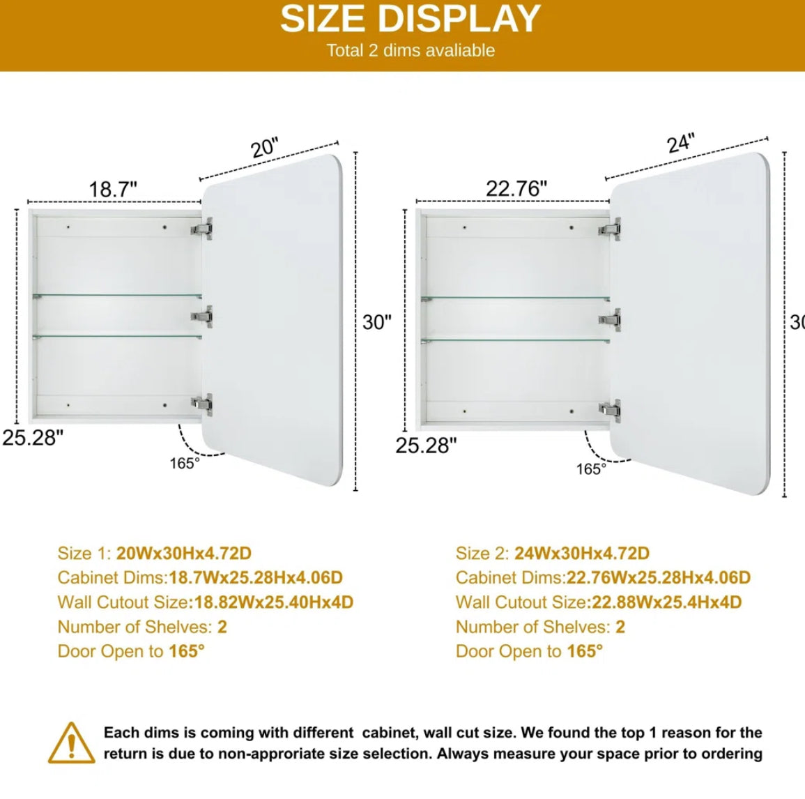 Mirror - 30” x 20” Claytin Medicine Cabinet - WF1.3.26