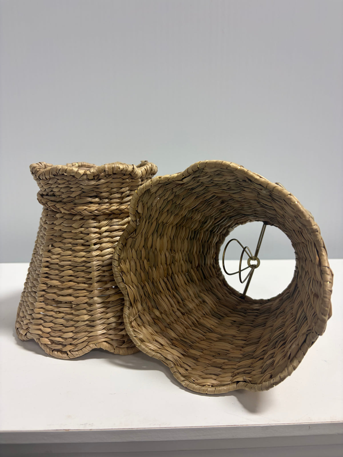 Lamp Shade - Set of 2 Handwoven Natural Rattan Scalloped Lamp Shades