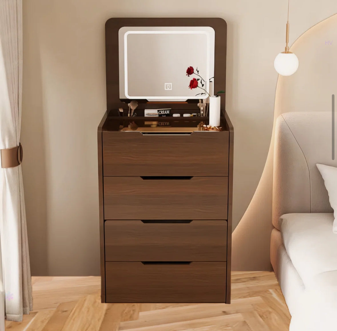 Vanity - 3 In 1 Vanity Desk With Plip Top Mirror,Small Make Up Vanity Set With Visible Glass Desktop,Compact Makeup Vanity With 3 Drawers,Dressing Table - WF1.3.26