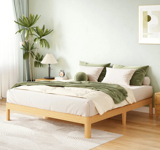 Bed - King Size Ruberta 10" High Solid Wood Platform Bed, Bamboo Material, Easy Assembly, No Squeak - WF11.7.25