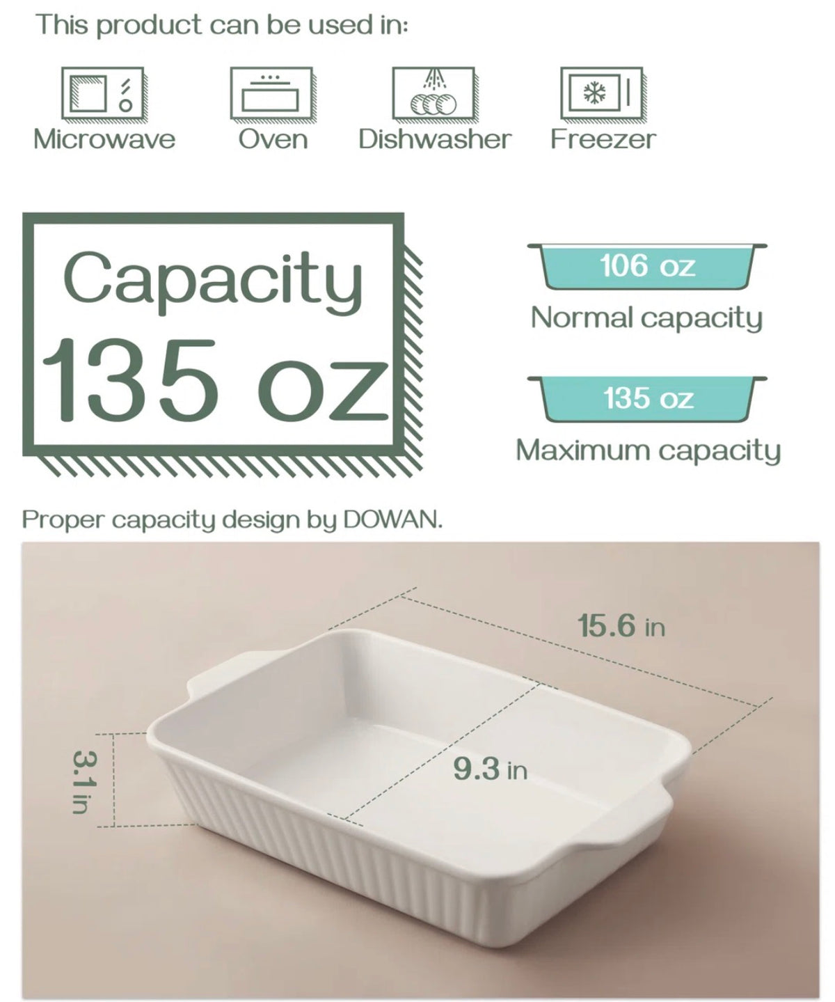 Bakeware - Dowan 9x13  Rectangle Ceramic Bakeware