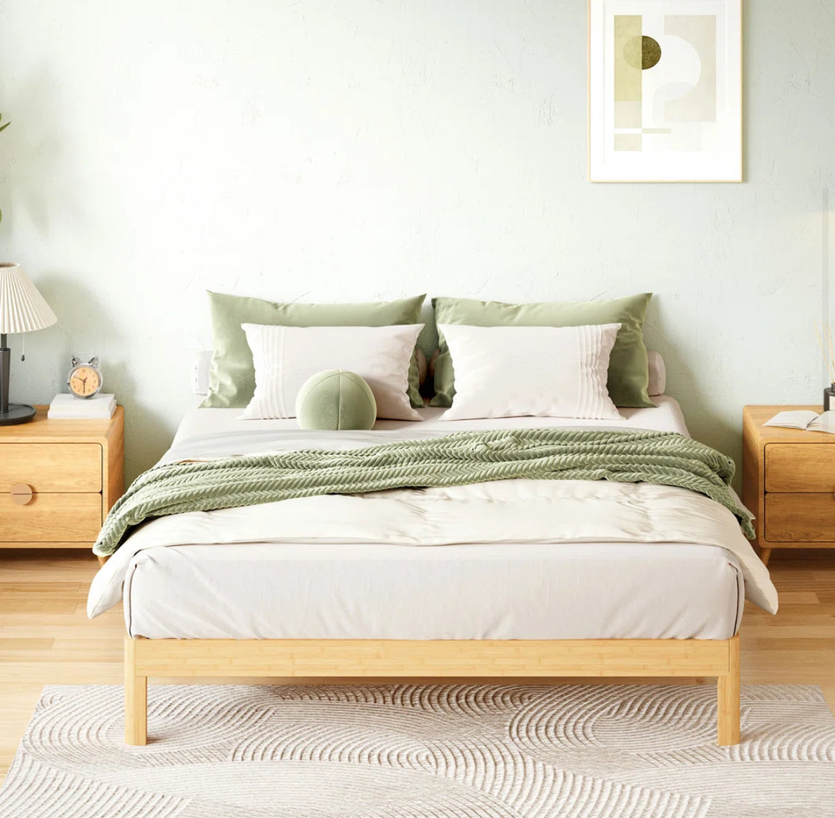 Bed - King Size Ruberta 10" High Solid Wood Platform Bed, Bamboo Material, Easy Assembly, No Squeak - WF11.7.25