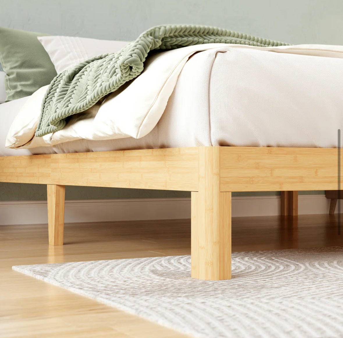 Bed - King Size Ruberta 10" High Solid Wood Platform Bed, Bamboo Material, Easy Assembly, No Squeak - WF11.7.25
