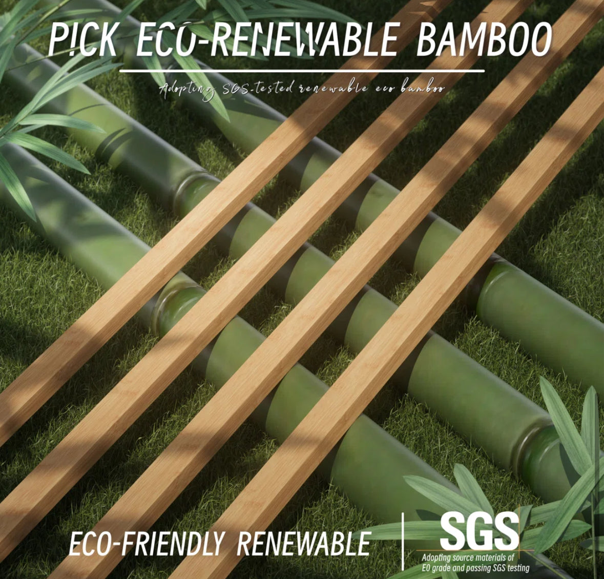 Bed - King Size Ruberta 10" High Solid Wood Platform Bed, Bamboo Material, Easy Assembly, No Squeak - WF11.7.25