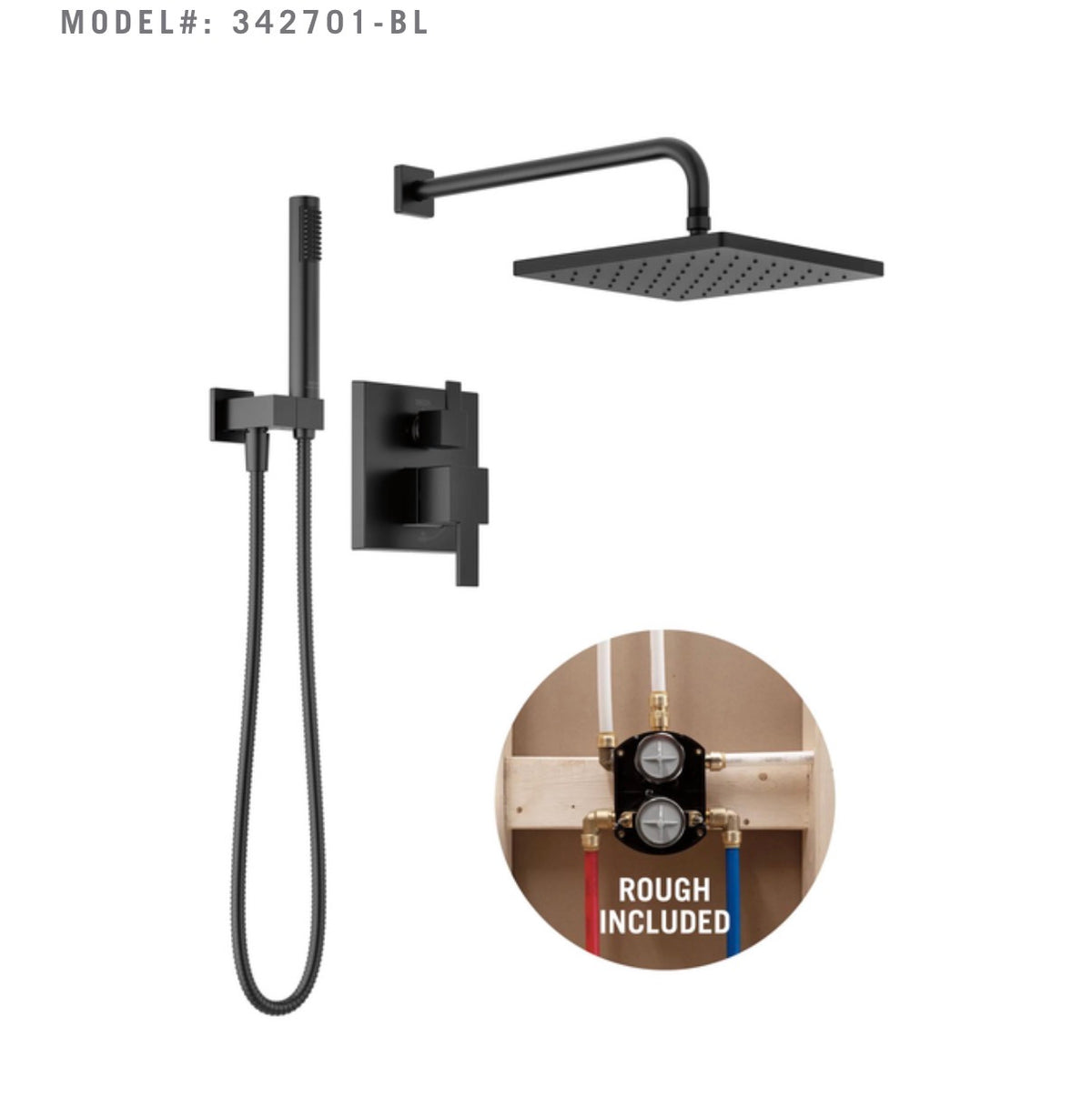 Shower System - Monitor® 14 Series Shower with Raincan, Hand Shower & Rough Valve in Matte Black
